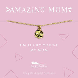 Lucky Feather Amazing Mom Necklace - Lucky Clover 