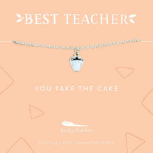 Lucky Feather Best Teacher Necklace - Cupcake - BeautyOfASite - Central Illinois Gifts, Fashion & Beauty Boutique