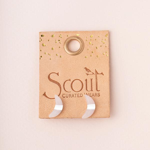 Scout Curated Wears Crescent Moon Stud Earring - Labradorite - BeautyOfASite - Central Illinois Gifts, Fashion & Beauty Boutique