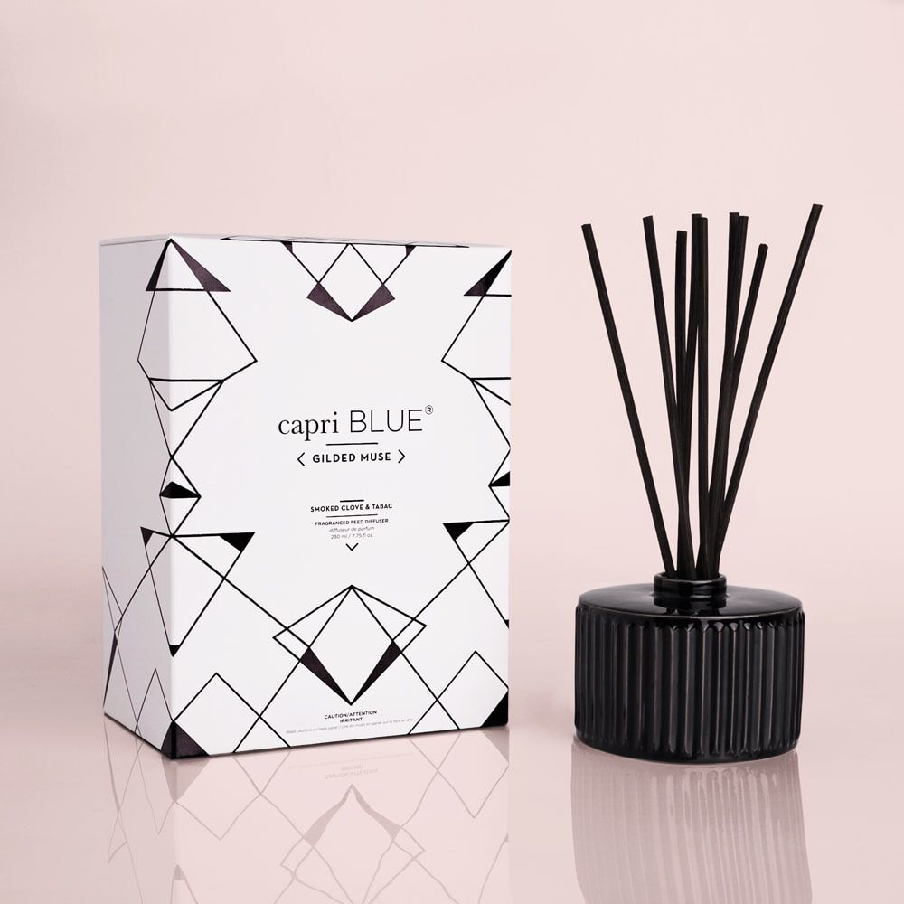 Capri Blue Gilded Muse Reed Diffuser - Smocked Clove & Tabac