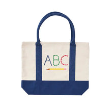 Mud Pie Blue ABC School Tote Bag