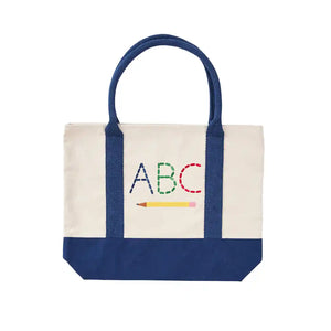Mud Pie Blue ABC School Tote Bag