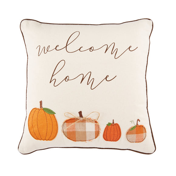Mud Pie Square Pumpkin Welcome Pillow