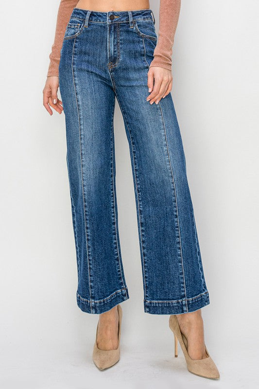 Risen Crop Wide Jeans