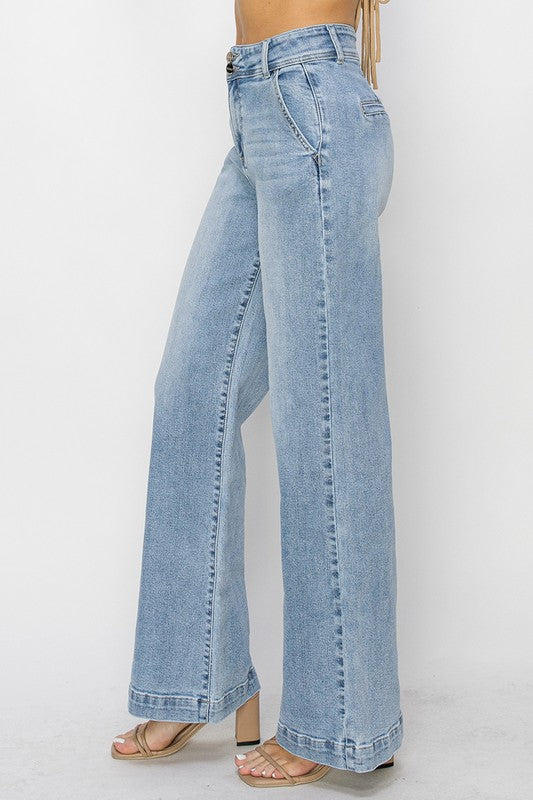 Risen High Rise Double Button Jeans