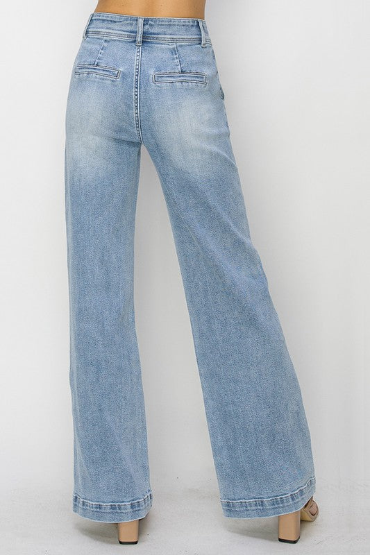 Risen High Rise Double Button Jeans