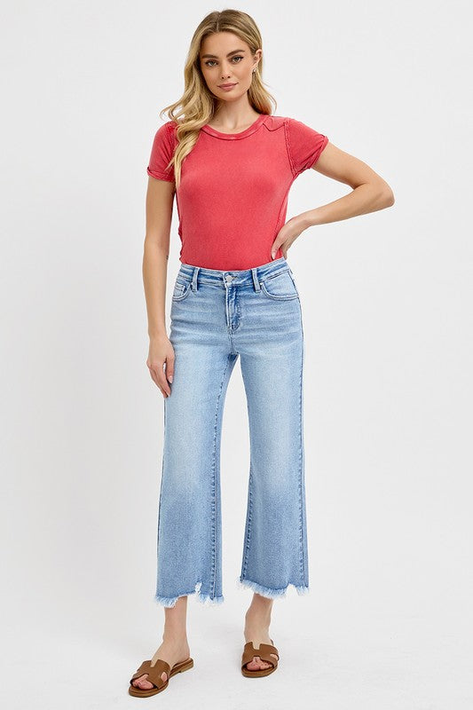Risen Mid-Rise Crop Straight Jeans