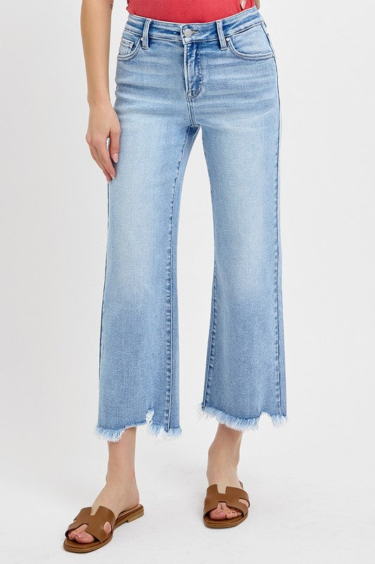 Risen Mid-Rise Crop Straight Jeans