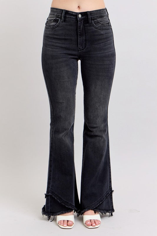 Judy Blue Fray Tulip Hem Flare Jeans