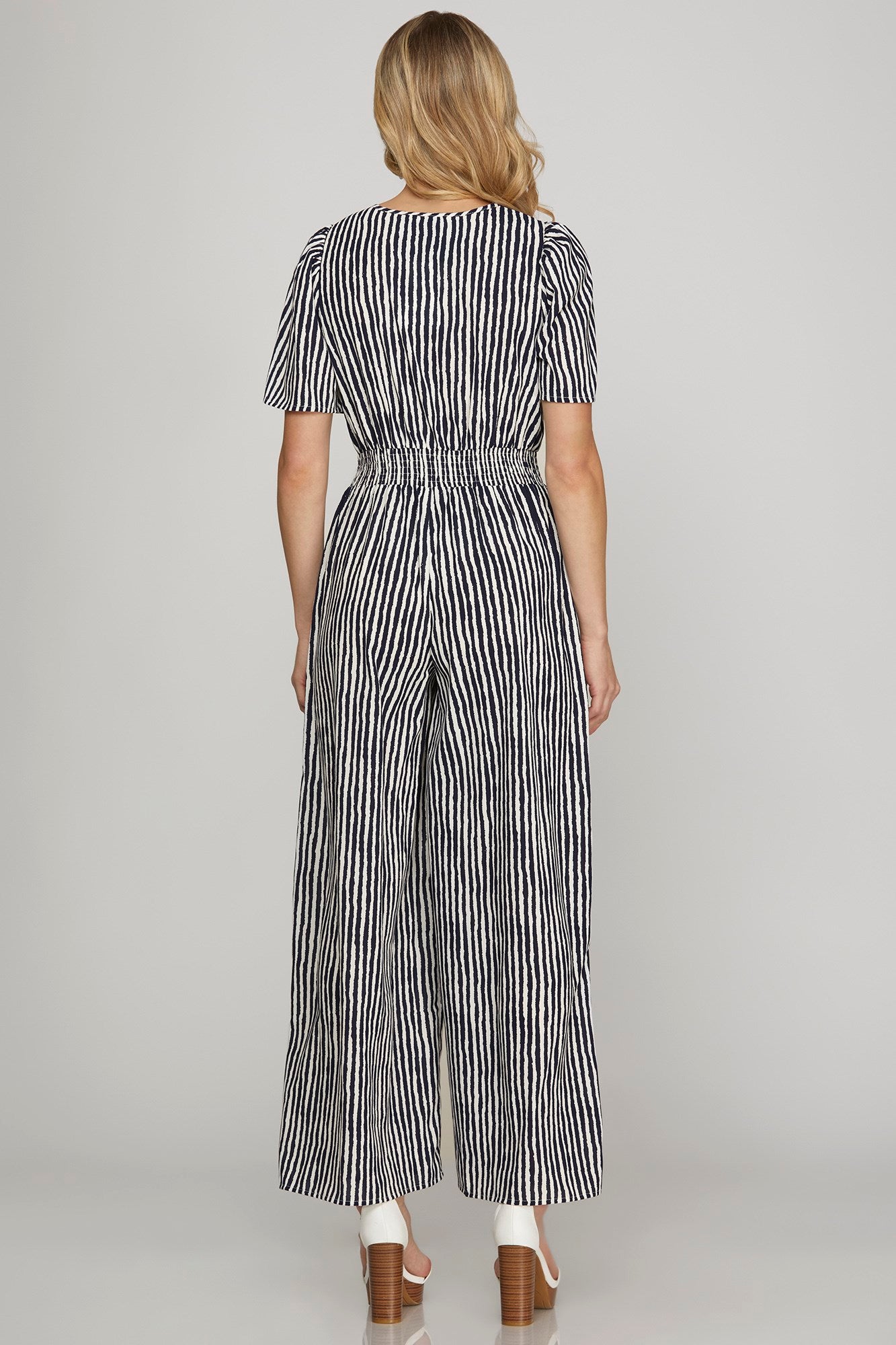 She & Sky Short Sleeve Woven Jumpsuit