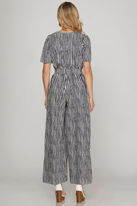 She & Sky Short Sleeve Woven Jumpsuit