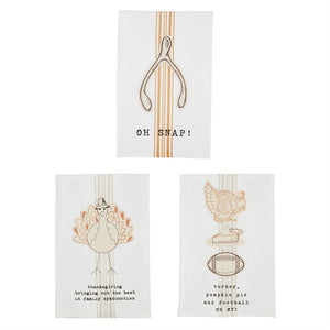 Mud Pie Thanksgiving Embroidered Towels