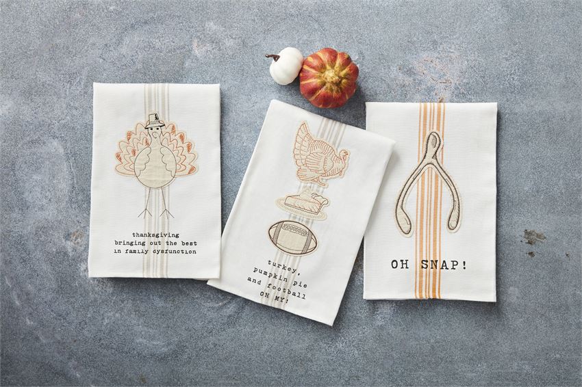 Mud Pie Thanksgiving Embroidered Towels