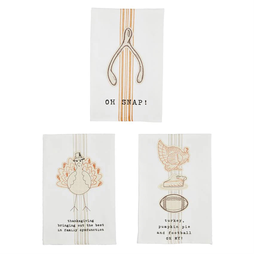 Mud Pie Thanksgiving Embroidered Towels