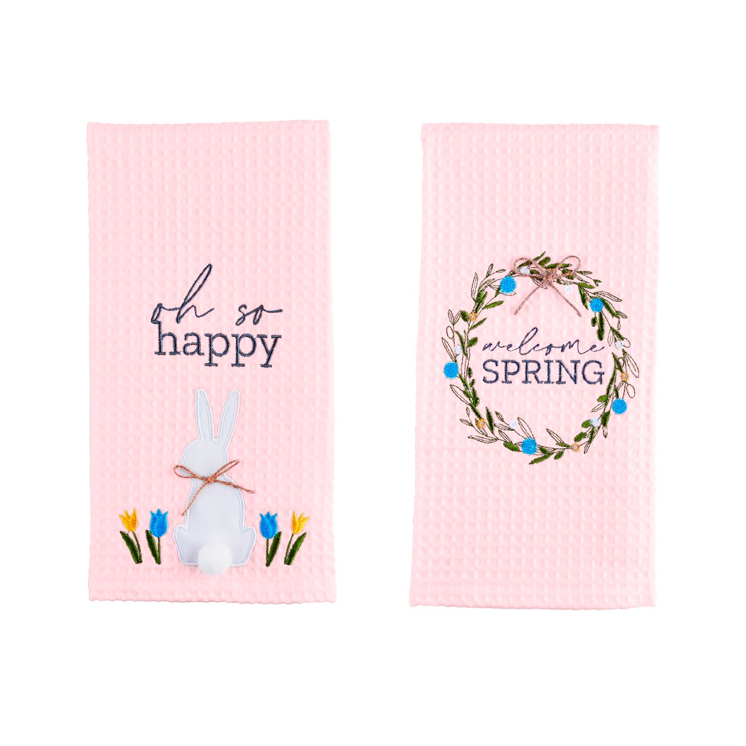 Mud Pie Easter Embroidered Waffle Towels