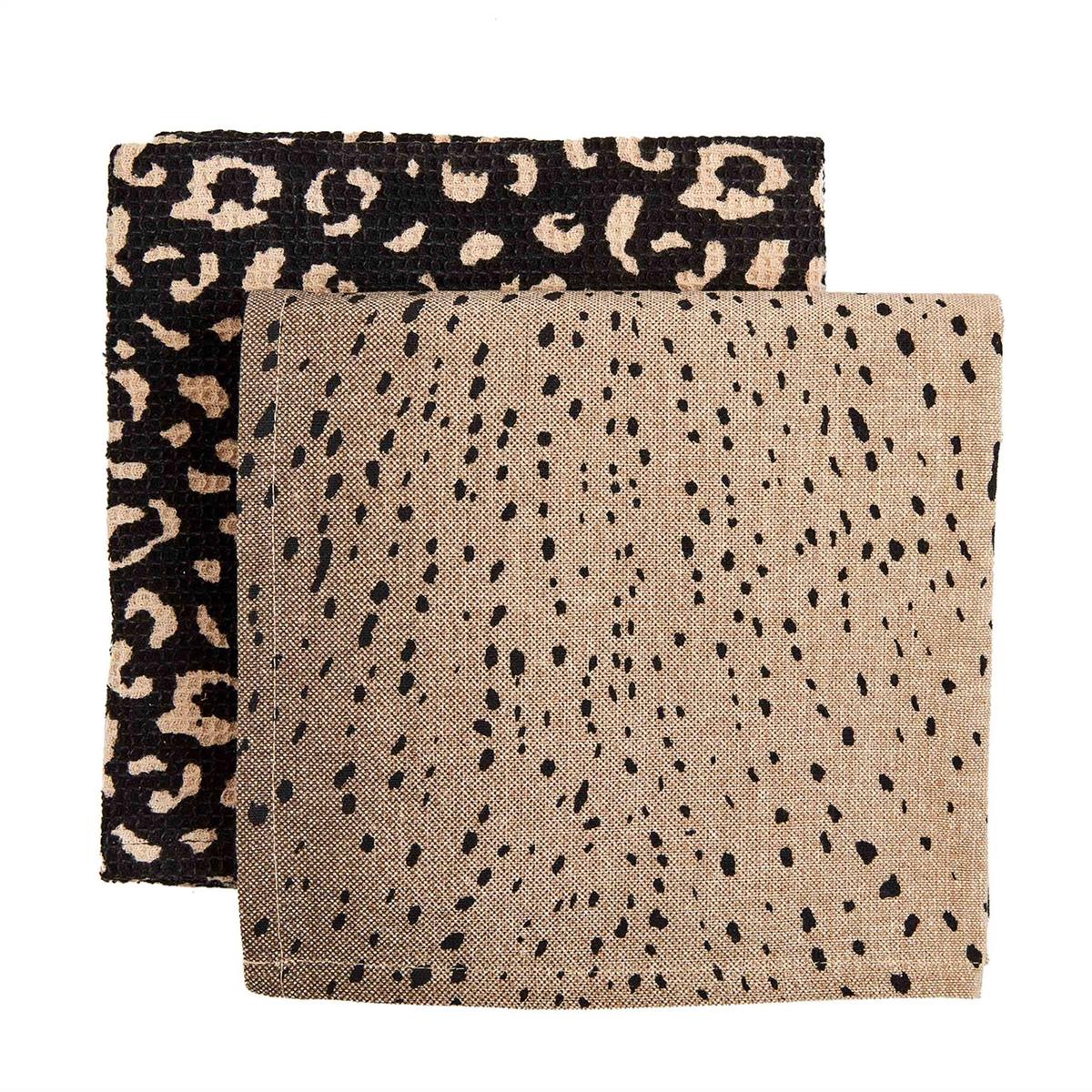 Mud Pie Animal Print Towel Set Cheetah and Leopard