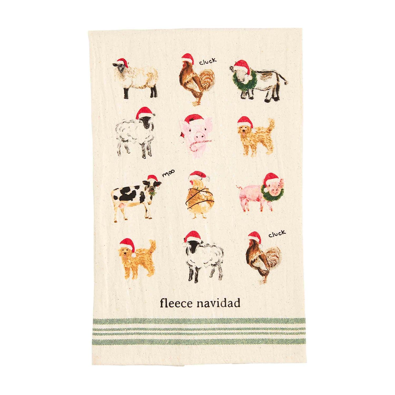 Mud Pie Christmas Fleece Navidad Animal Towel
