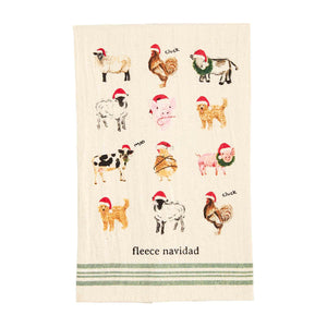 Mud Pie Christmas Fleece Navidad Animal Towel
