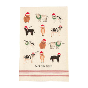 Mud Pie Christmas Deck the Barn Animal Towel