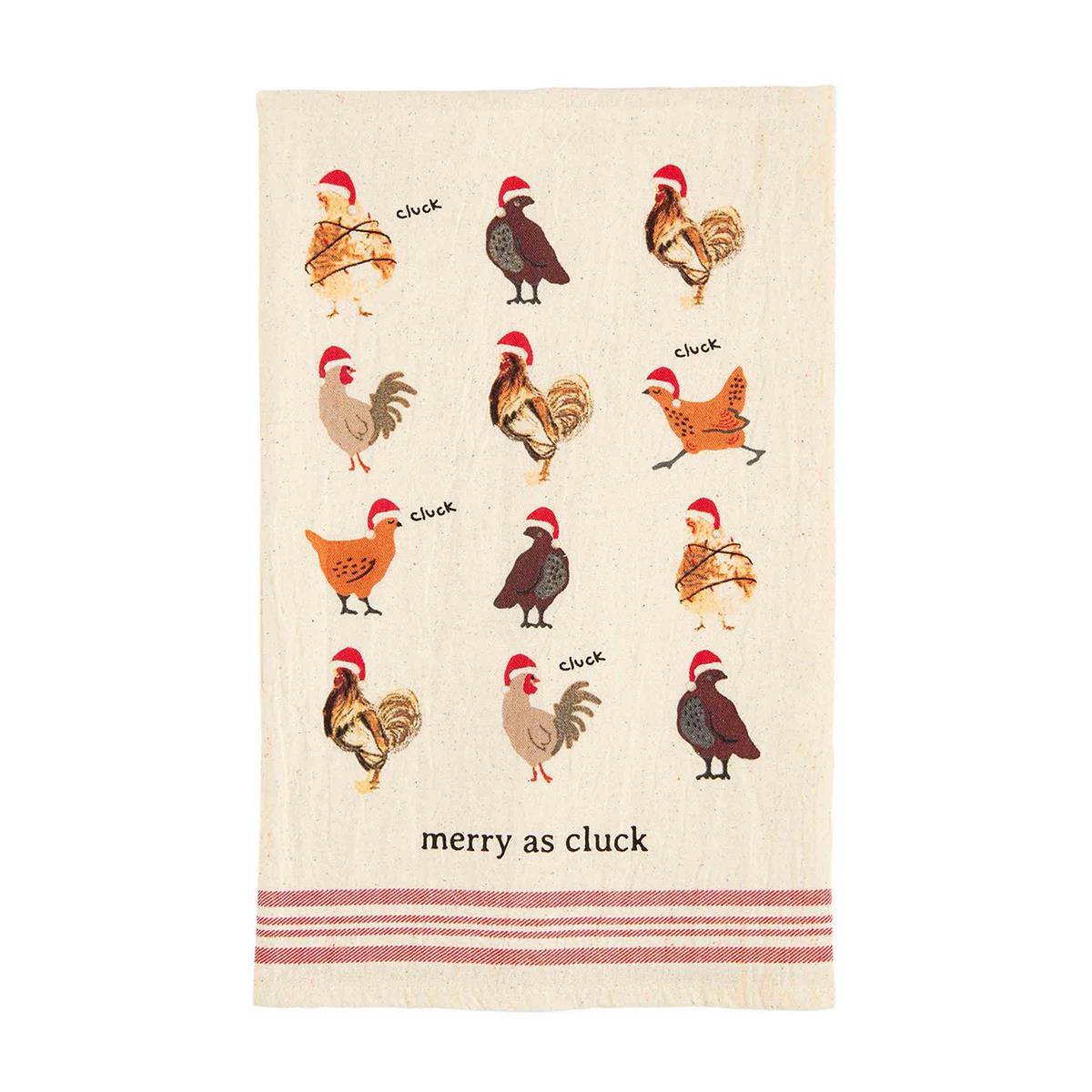 Mud Pie Christmas Merry as Cluck Animal Towel