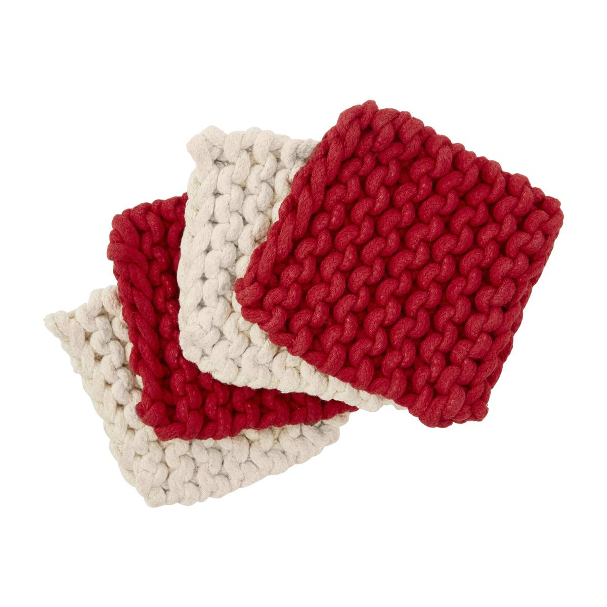 Mud Pie Christmas Crochet Coaster Set