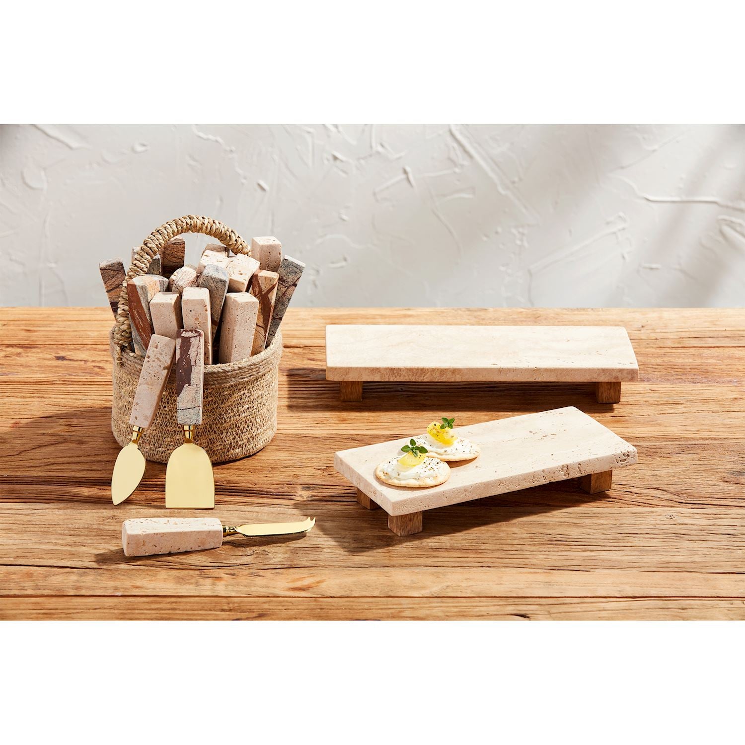 Mud Pie Marble & Travertine Cheese Utensils
