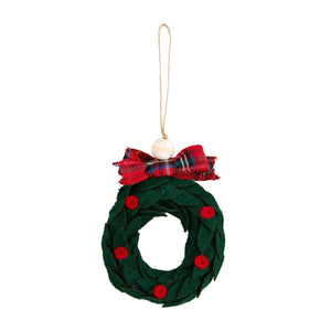 Mud Pie Tartan Bow Felt Wreath Ornaments