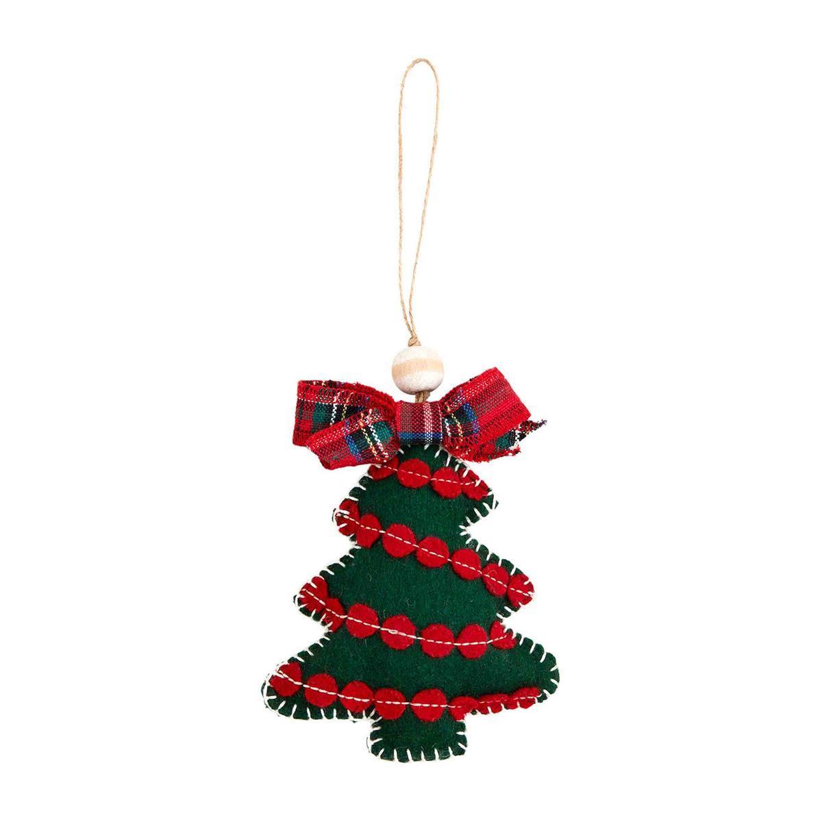 Mud Pie Tartan Bow Felt Tree Ornaments