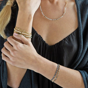 Scout Curated Wears Delicate Stone Wrap Bracelet/Necklace - Pink Opal/Gold