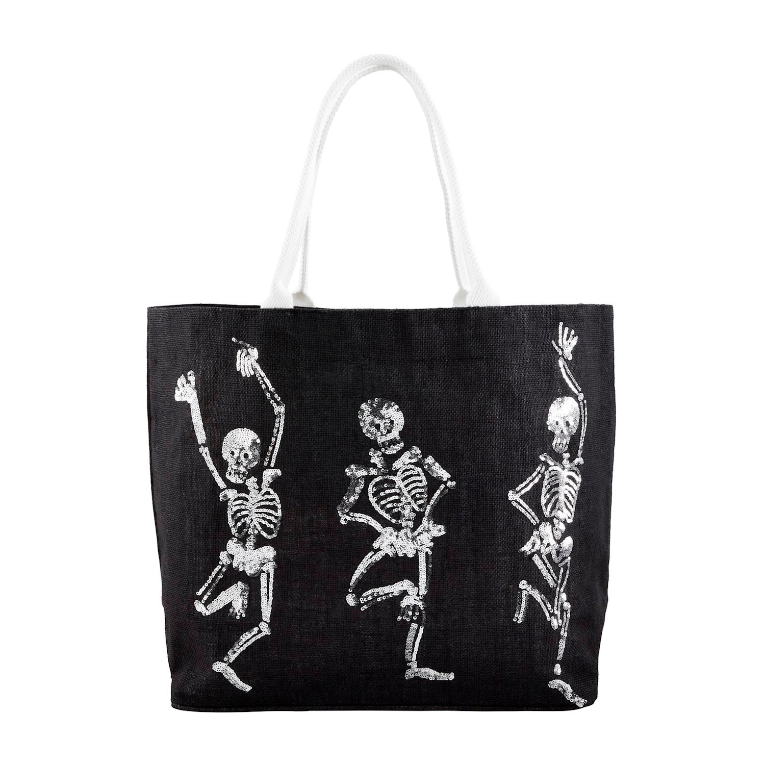Mud Pie Halloween Skeleton Sparkle Tote