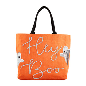 Mud Pie Halloween Boo Ghost Sparkle Tote