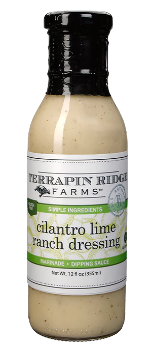 Terrapin Ridge Farms cilantro lime ranch dressing bottle on a white background