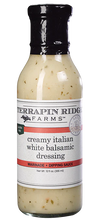 Terrapin Ridge Farms creamy Italian white balsamic dressing bottle on a white background