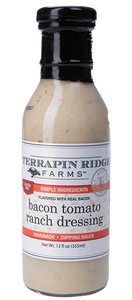 Terrapin Ridge Farms bacon tomato ranch dressing bottle on a white background