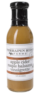 Terrapin Ridge Farms apple cider maple balsamic vinaigrette bottle on a white background