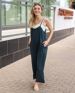 Grace and Lace Casual Everyday Jumpsuit - Deep Sea