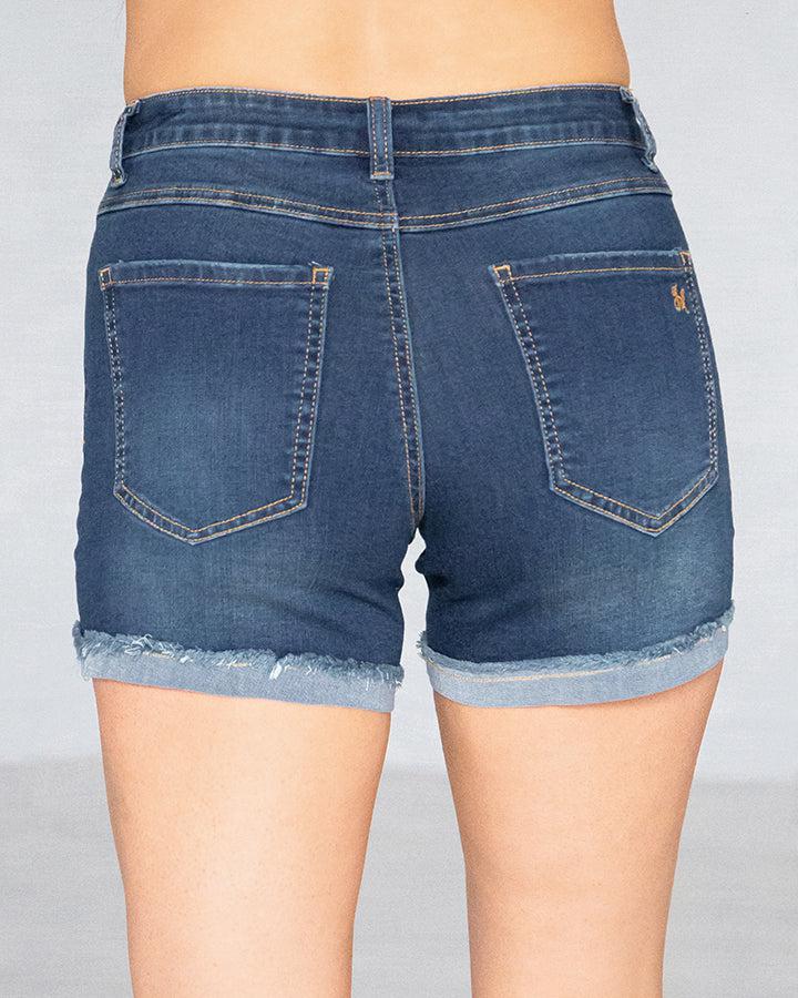 Grace & Lace Comfort Fit Repurposed Shorts - Mid-wash