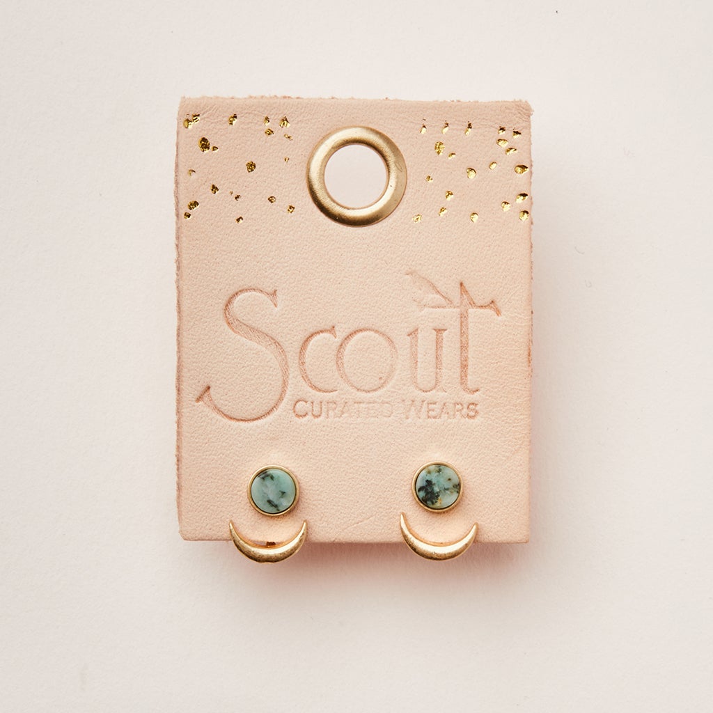 Scout Curated Wears Stone Moon Phase Ear Jacket - African Turquoise