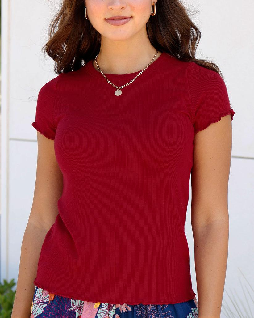 Grace & Lace Fitted Ribbed Tee - Ruby