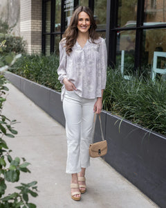 Grace & Lace Floral Pintuck Top - Sketched Floral