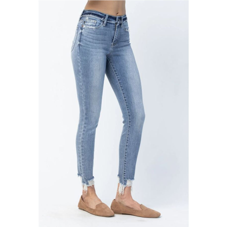 Judy Blue Mid Rise Release Waistband Detail Skinny Jeans