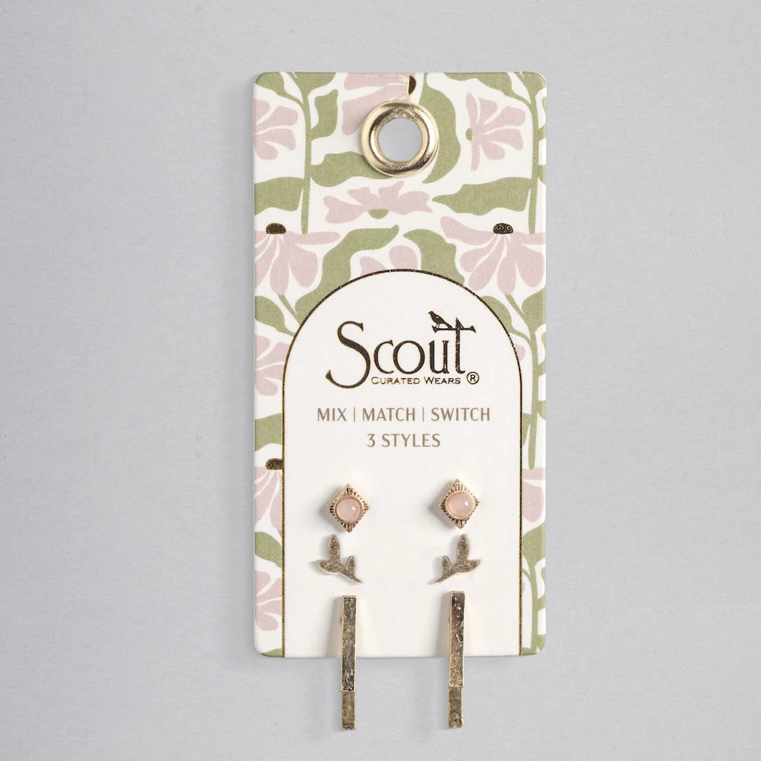 Scout Curated Wears Stud Trio Ear Jacket Set - Leaf