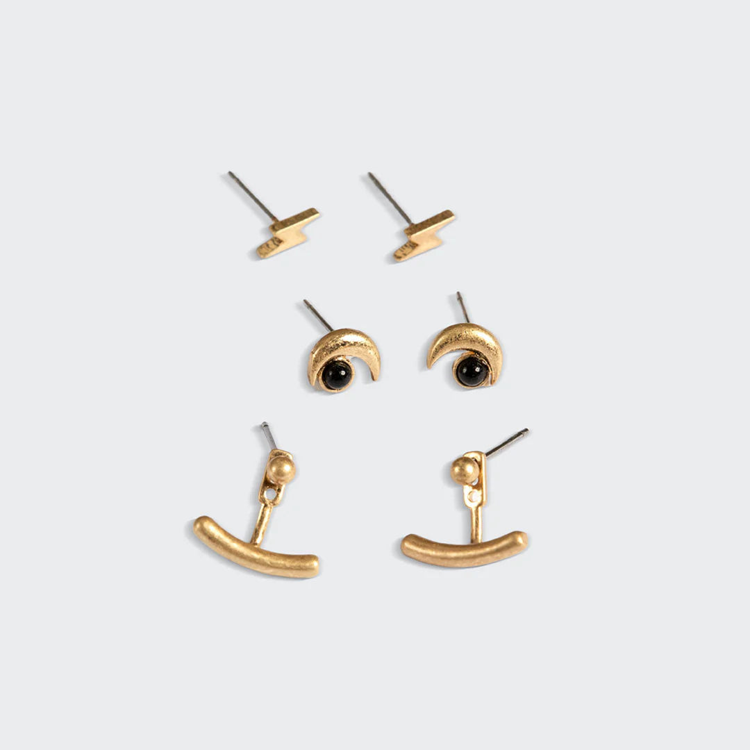 Scout Curated Wears Stud Trio Ear Jacket Set - Moon
