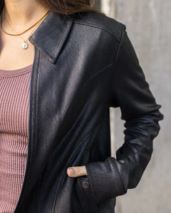 Grace & Lace Lightweight Faux Leather Jacket - Black