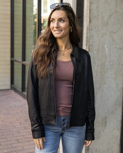 Grace & Lace Lightweight Faux Leather Jacket - Black