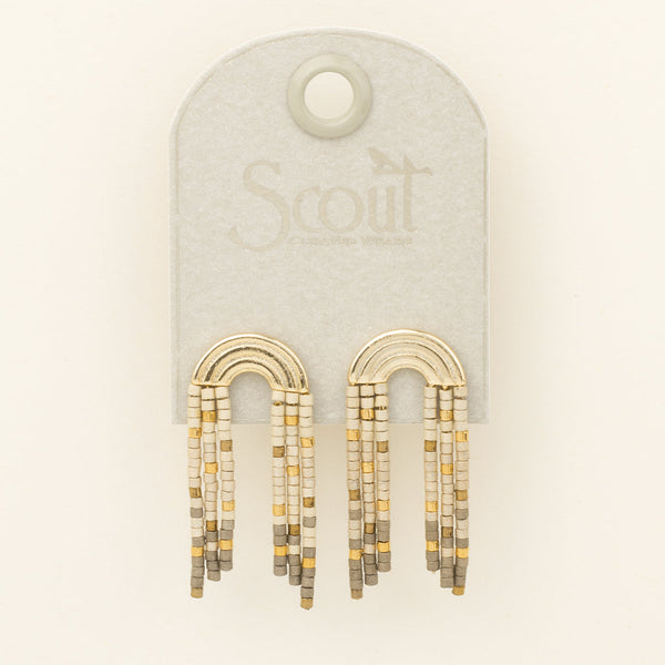 Scout Curated Wears Chromacolor Miyuki Rainbow Fringe Earring - Pewter Multi/Gold