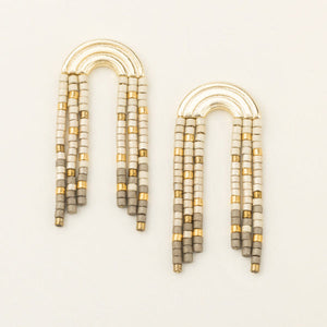 Scout Curated Wears Chromacolor Miyuki Rainbow Fringe Earrings Pewter Multi Gold