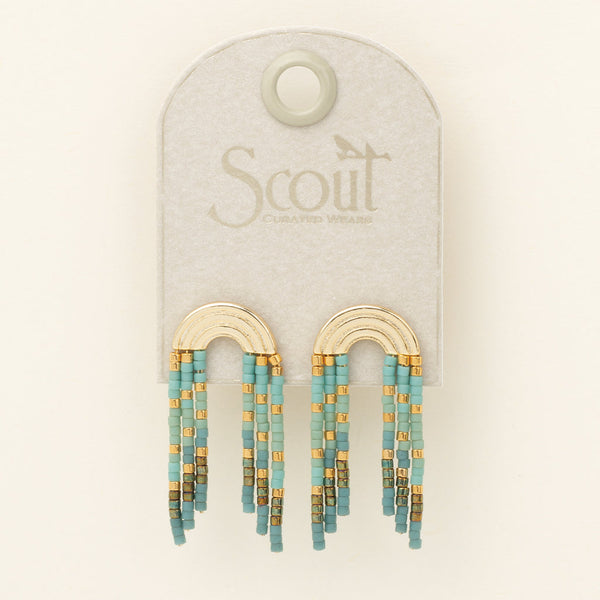 Scout Curated Wears Chromacolor Miyuki Rainbow Fringe Earring - Turquoise/Mint/Gold