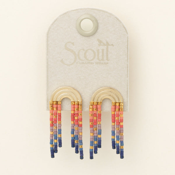 Scout Curated Wears Chromacolor Miyuki Rainbow Fringe Earrings Multi Gold