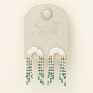 Scout Curated Wears Chromacolor Miyuki Rainbow Fringe Earrings Turquoise Multi Gold